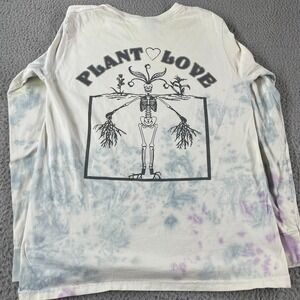 Stussy Plant Love Long Sleeve Shirt Tie Dye Mens XS White Long Sleeve Cotton *